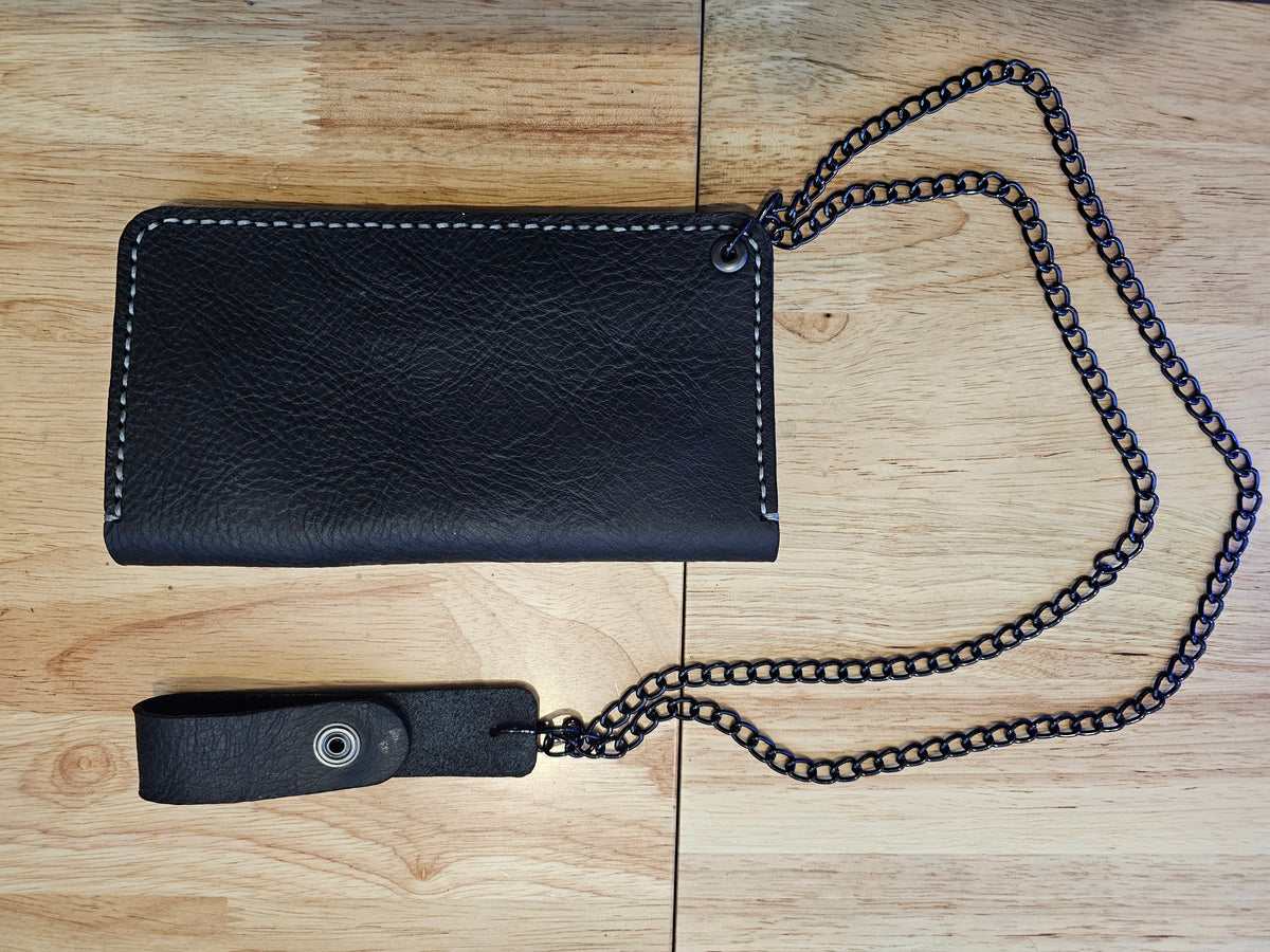 Italian Leather Biker Chain Wallet – Hand-Stitched