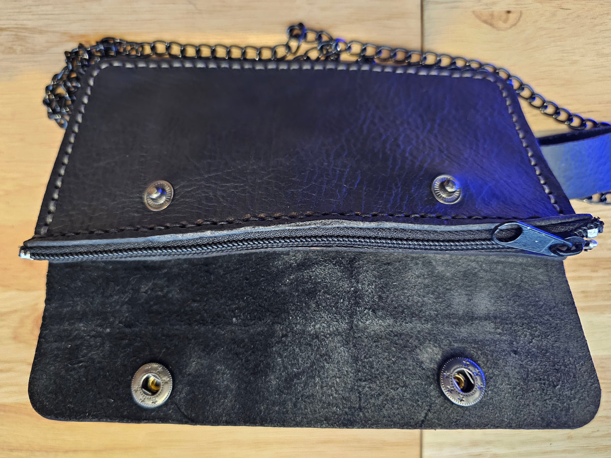 Italian Leather Biker Chain Wallet – Hand-Stitched