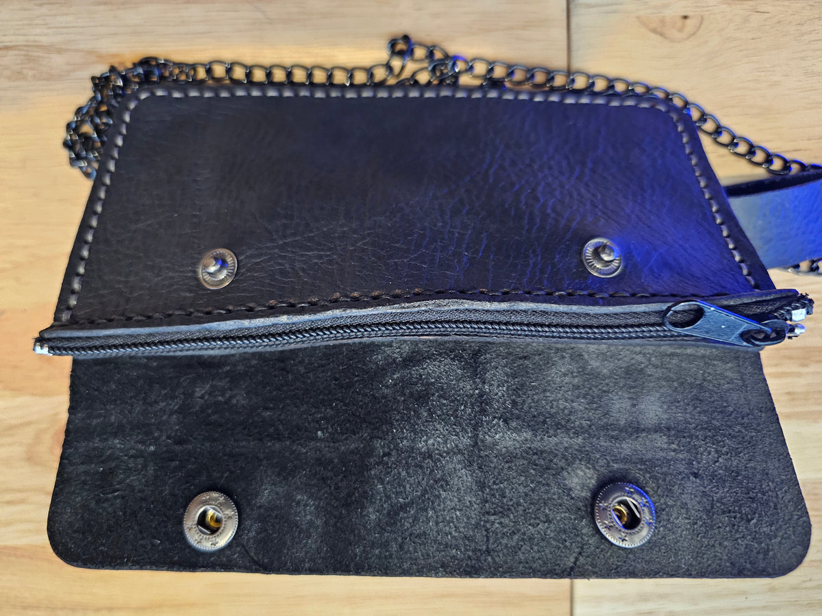 Italian Leather Biker Chain Wallet – Hand-Stitched