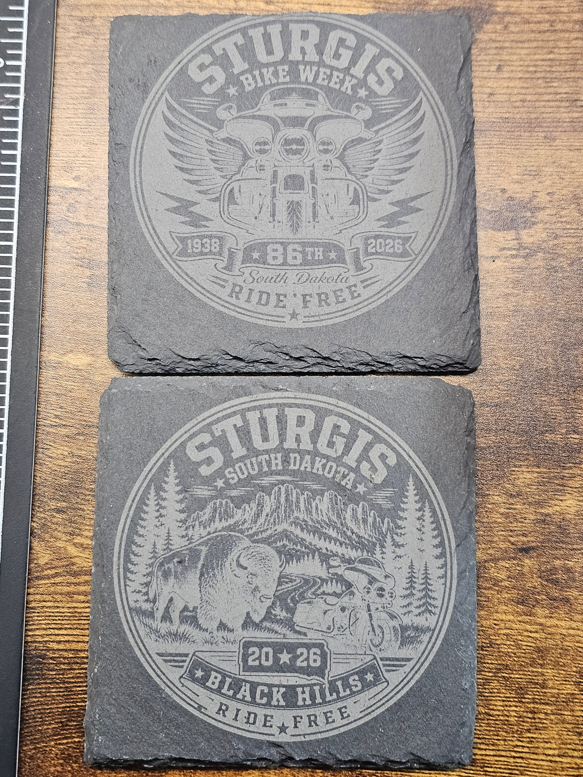 Sturgis 86th Rally — Engraved Slate Coaster Set
