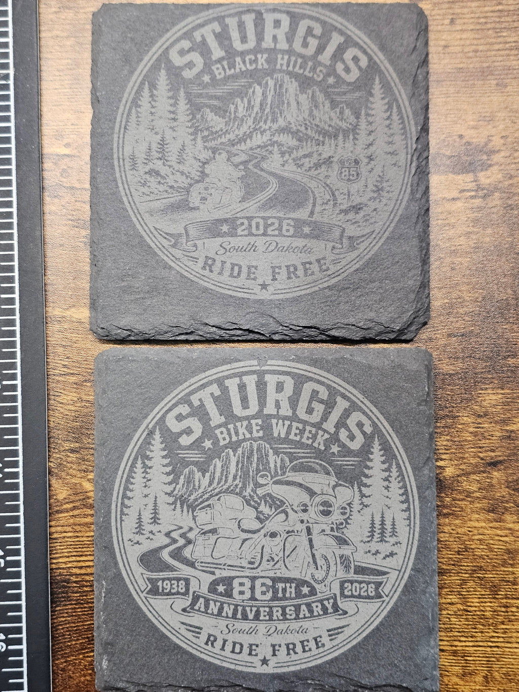 Sturgis 86th Rally — Engraved Slate Coaster Set