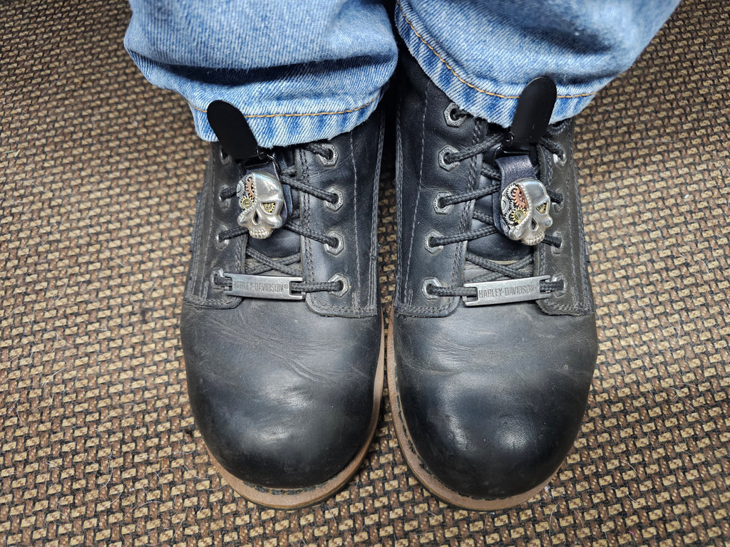 Cross - Leather Biker Boot Pant Clips — Lace-Up Style