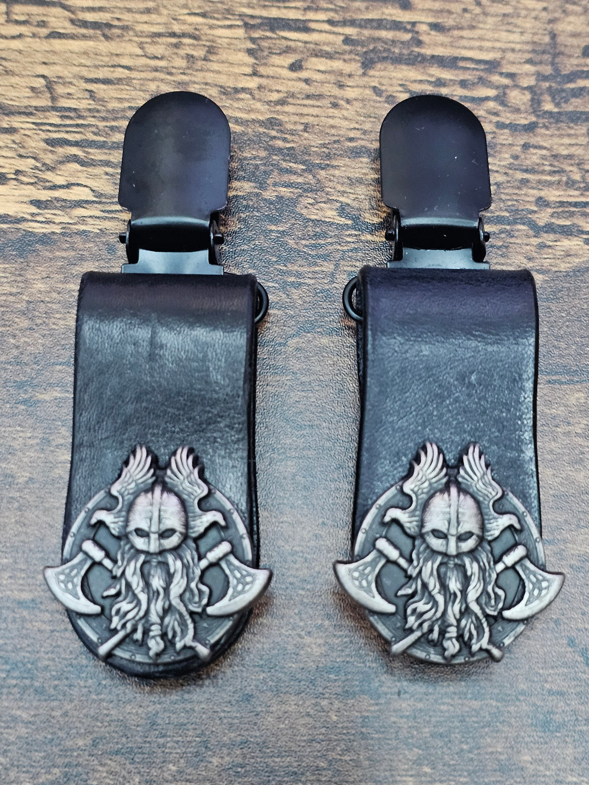 Viking - Leather Biker Boot Pant Clips — Engineer/Harness Style
