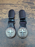 Cross - Leather Biker Boot Pant Clips — Lace-Up Style