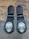Skull Leather Biker Boot Pant Clips — Lace-Up Style