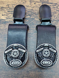 V-Twin - Leather Biker Boot Pant Clips — Engineer/Harness Style
