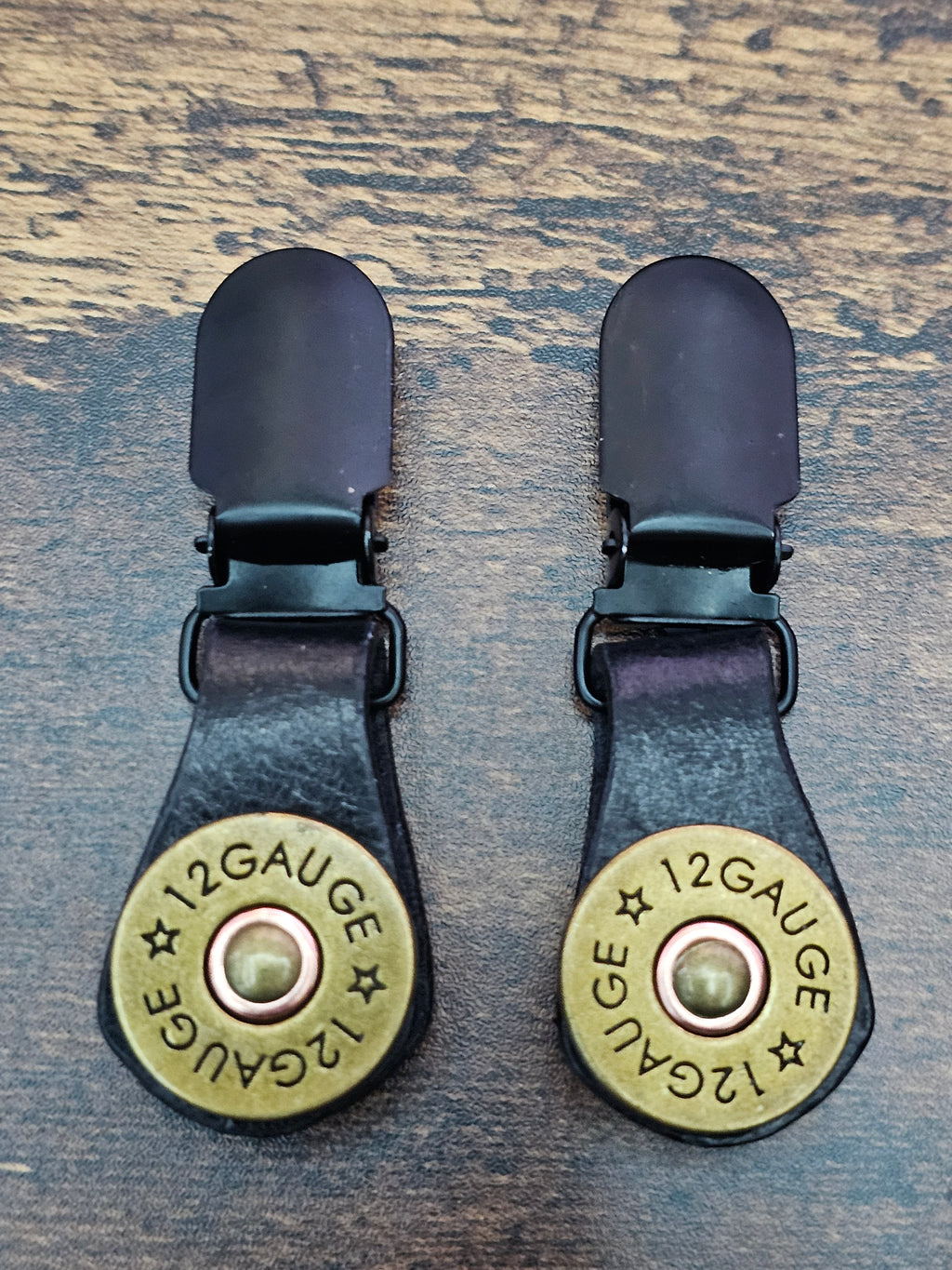 Shotgun shell - Leather Biker Boot Pant Clips — Lace-Up Style